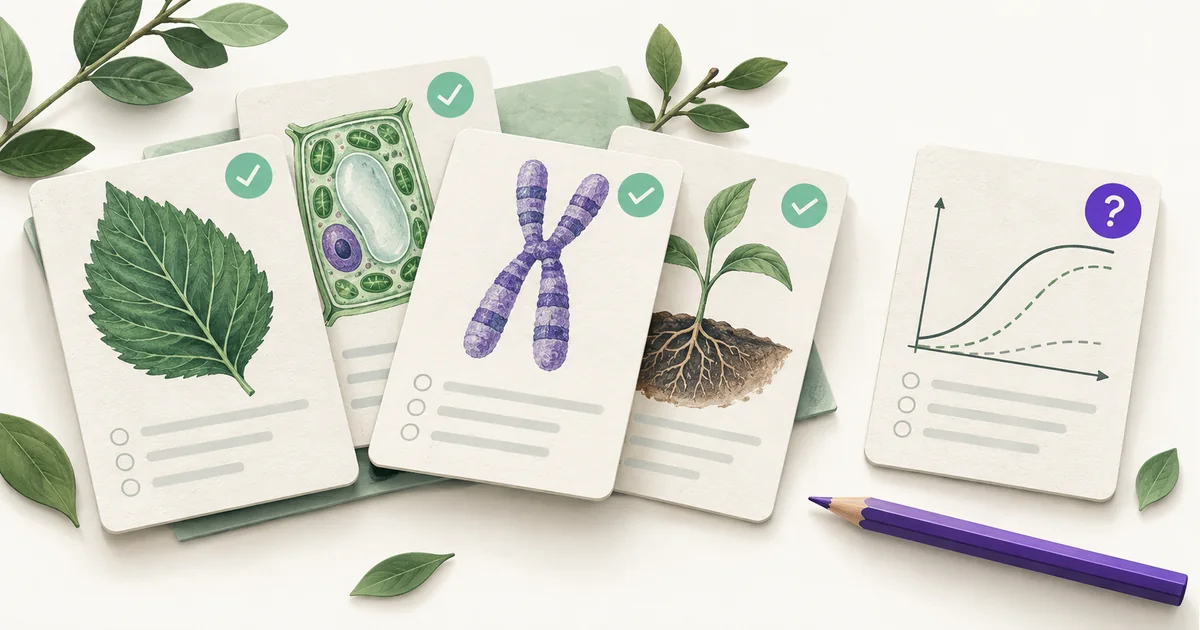 Biologijos klausimų kortelės su varnelėmis ir atskira grafiko kortelė su klaustuku